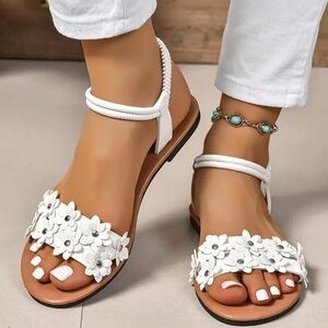 Victoria Leland Design Floral White Sandals